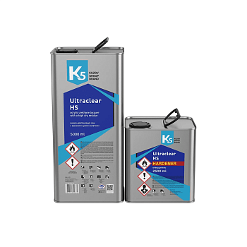 Лак К5 Ultraclear HS - акрил-уретановый с высоким сухим остатком (5000+2500 мл.) в комп. с отвердит